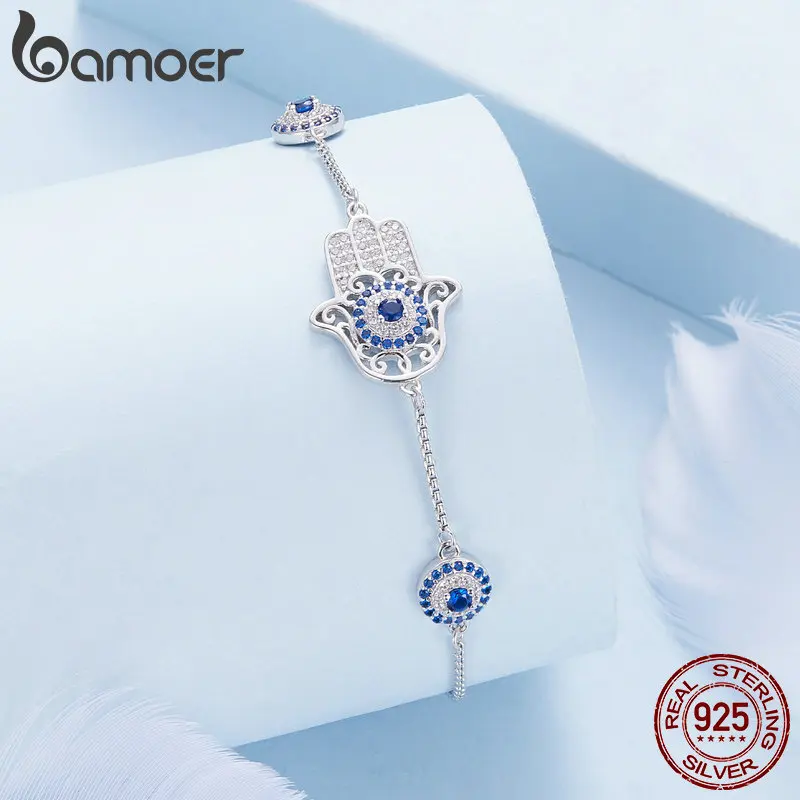 

Bamoer 925 пробы серебряный браслет рука Фатимы цепочка для женщин подарок на день рождения матери BSB140
