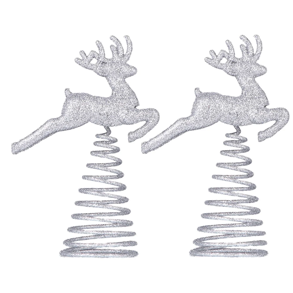 

2pcs Christmas Tree Decorations Adorable Elk Christmas Tree Topper Adornment