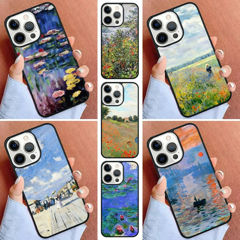 Чехол для телефона Monet с рисунком маслом iPhone 16 15 14 Pro 11 13 12 Mini Max SE 2020 6S 7 8 Plus