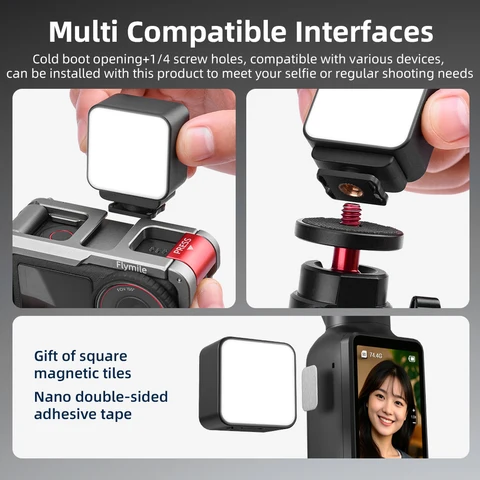 Магнитный заполняющий светильник Flymile для DJI Pocket 3, светильник для видеоблога, мини-светодиодная экшн-камера, заполняющий свет для видео, комбинированная фотография