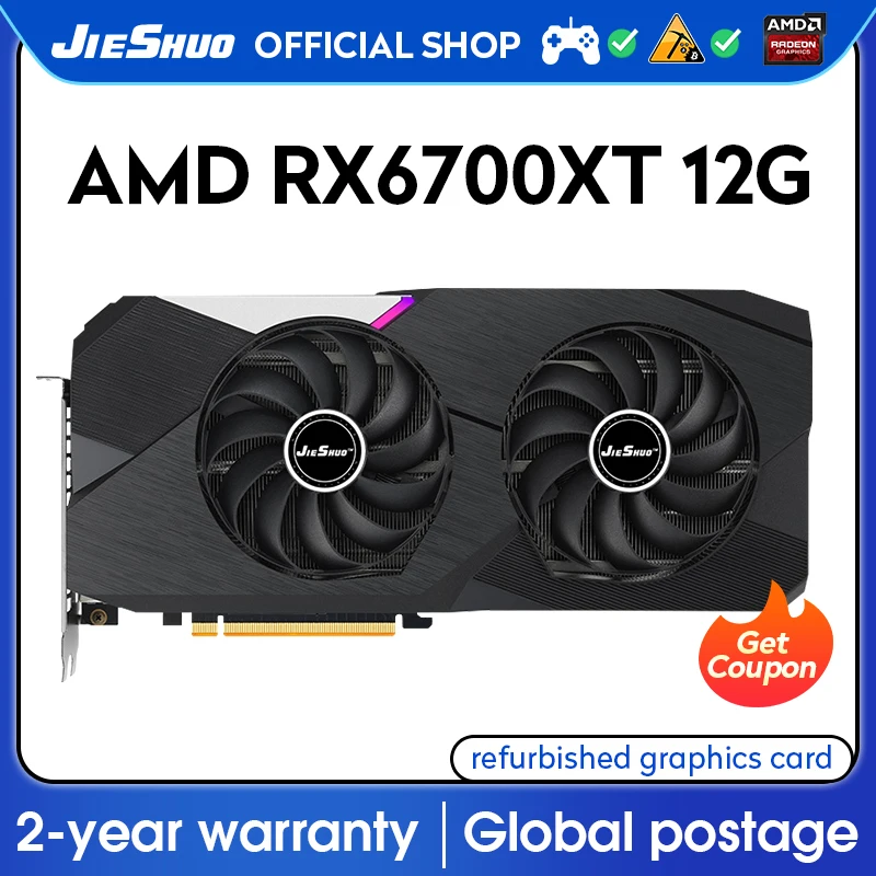 

JIESHUO AMD RX 6700XT 12GB Gaming Graphics Card Desktop Computer Video Office KAS RVN CFX ETC Better Than RTX 3060 TI Gaming GPU