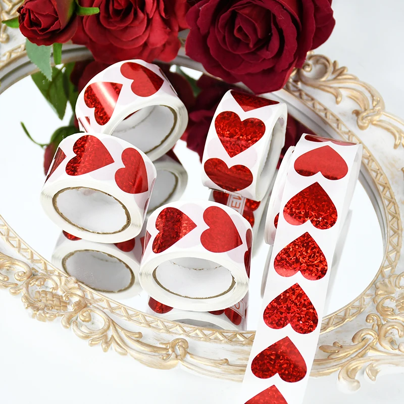 

300pcs/roll Valentine's Day Red Heart Sticker Gift Bag Seal Stationery Envelope Labels Scrapbooking Package Party Wedding Decor