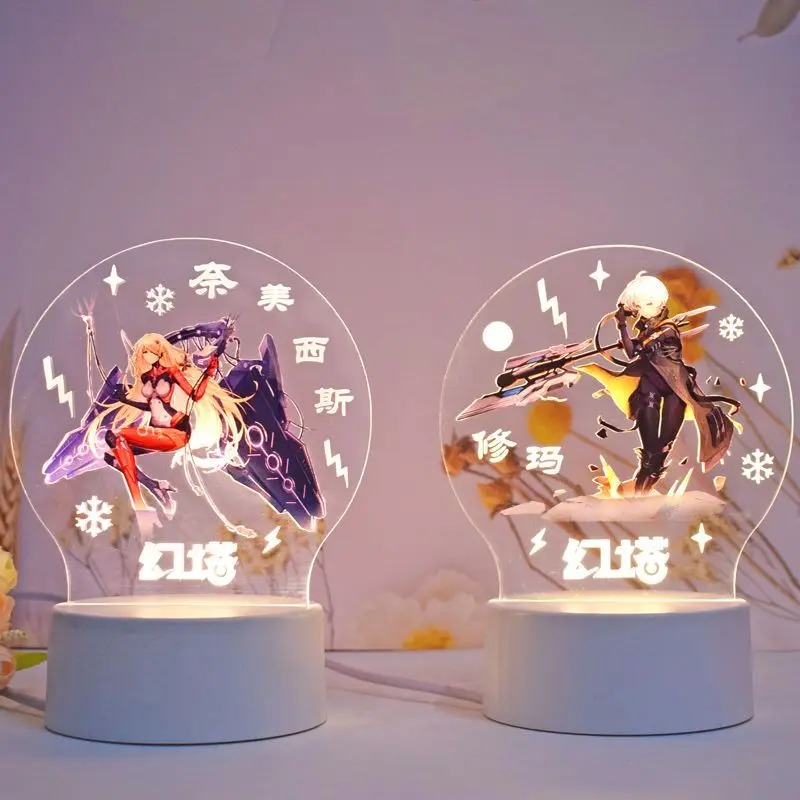 

Anime Toy Figures 3d Night Lamp Tower of Fantasy Acrylic Coloured Light Frigg Desktop Furnishing Articles Plate Desk Decor Gift