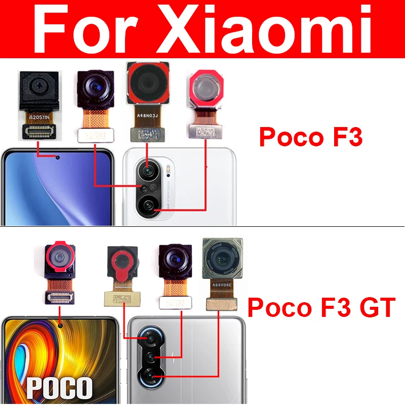 

Front Rear Camera For Xiaomi Pocophone POCO F3 F3 GT Front Selfie Facing Back Primary Camera Flex Cable Moduel Parts