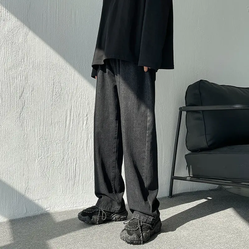 

Autumn Wide-leg Jeans Men's Fashion Retro Thin Blue Black Baggy Jeans Men Streetwear Loose Hip-hop Straight Denim Trousers Men