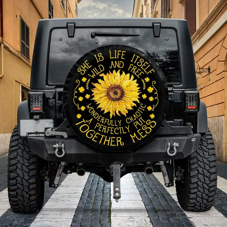

She Is Life Itself Wild And Free Spare Tire Cover With Or Without Backup Camera Hole, Tire Cover For Jeep Wrangler, Gift For Cam