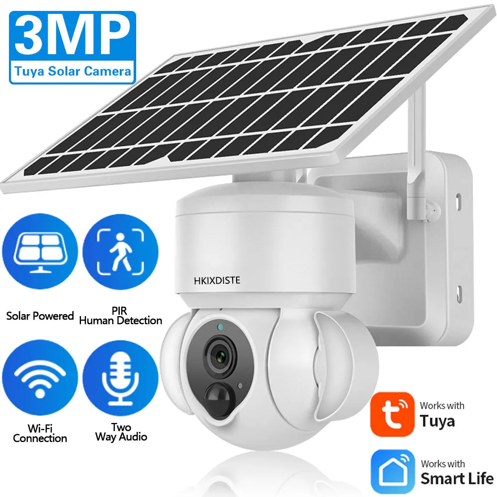 

Tuya 3MP WiFi Wireless Outdoor IP Camera Solar Panel CCTV Security Camera Battery Long Standby Smart Life Video Surveillance
