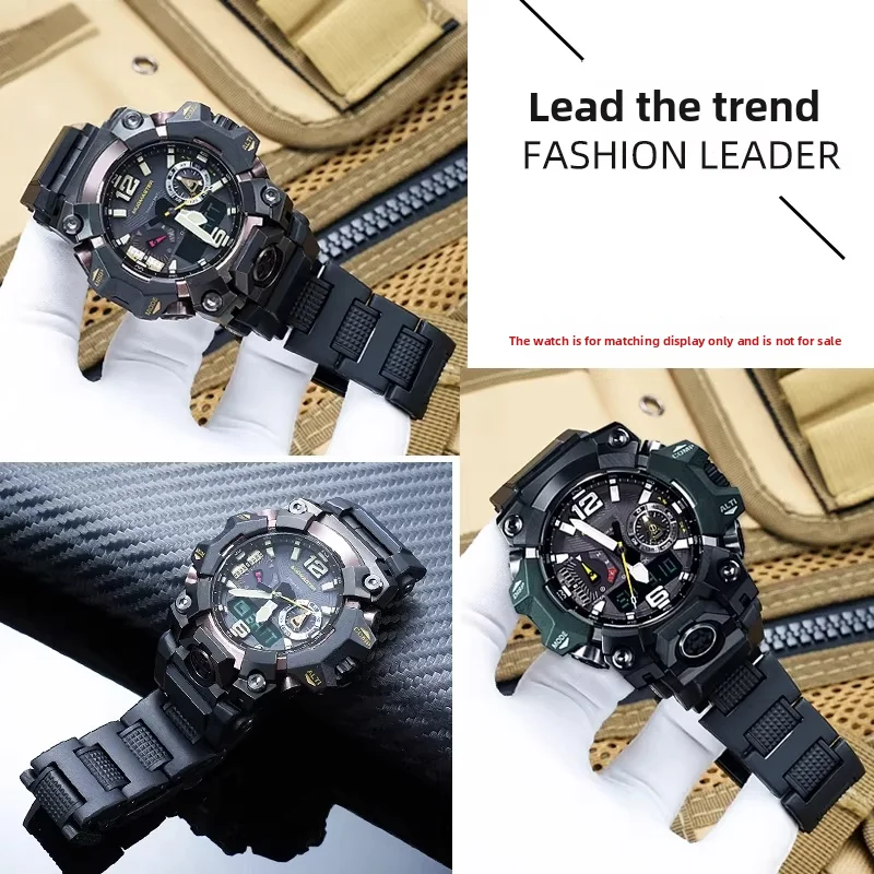 Фото Ремешок GWG B1000 из пластика и стали для часов G-SHOCK Casio Gen3 New Mudmaster 5713 GWG-B1000, удлиненный, черный, модифицированный адаптер №3