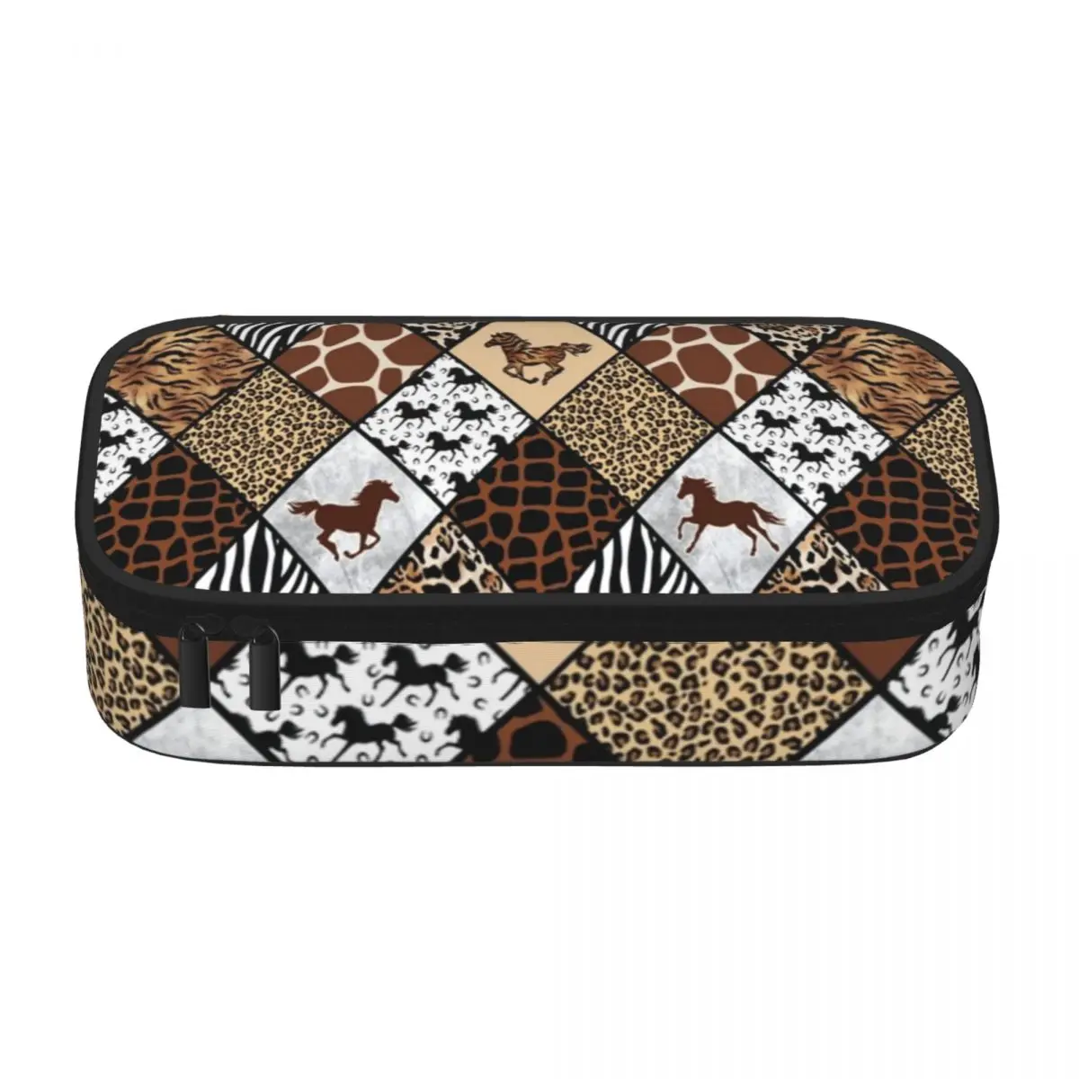 Horse Caro Zebra Pencil Case Leopard Print For Teens Stationery Zipper Pencil Box Large Capacity Retro Pen Pouch