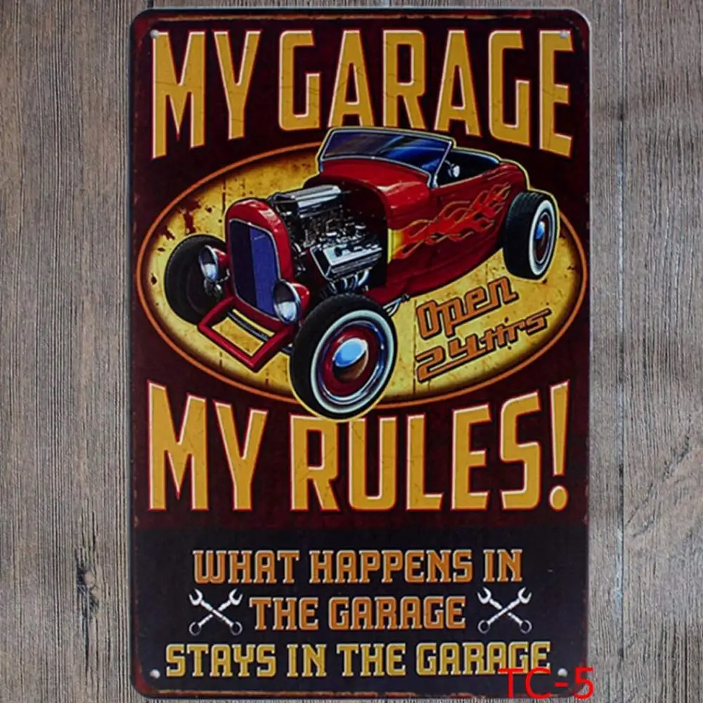 

Винтажный дизайн My Garage My Rules оловянные металлические вывески настенное искусство | Толстая жестяная плита печать плаката настенное украшение для гаража