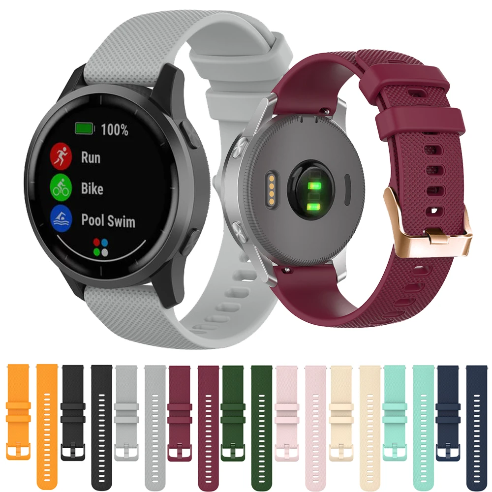 

20 22mm Silicone Replacement Strap For Garmin Vivoactive 3 4 Forerunner 245 745 965 Smart Wrist Band Venu 2 Plus Strap Bracelet