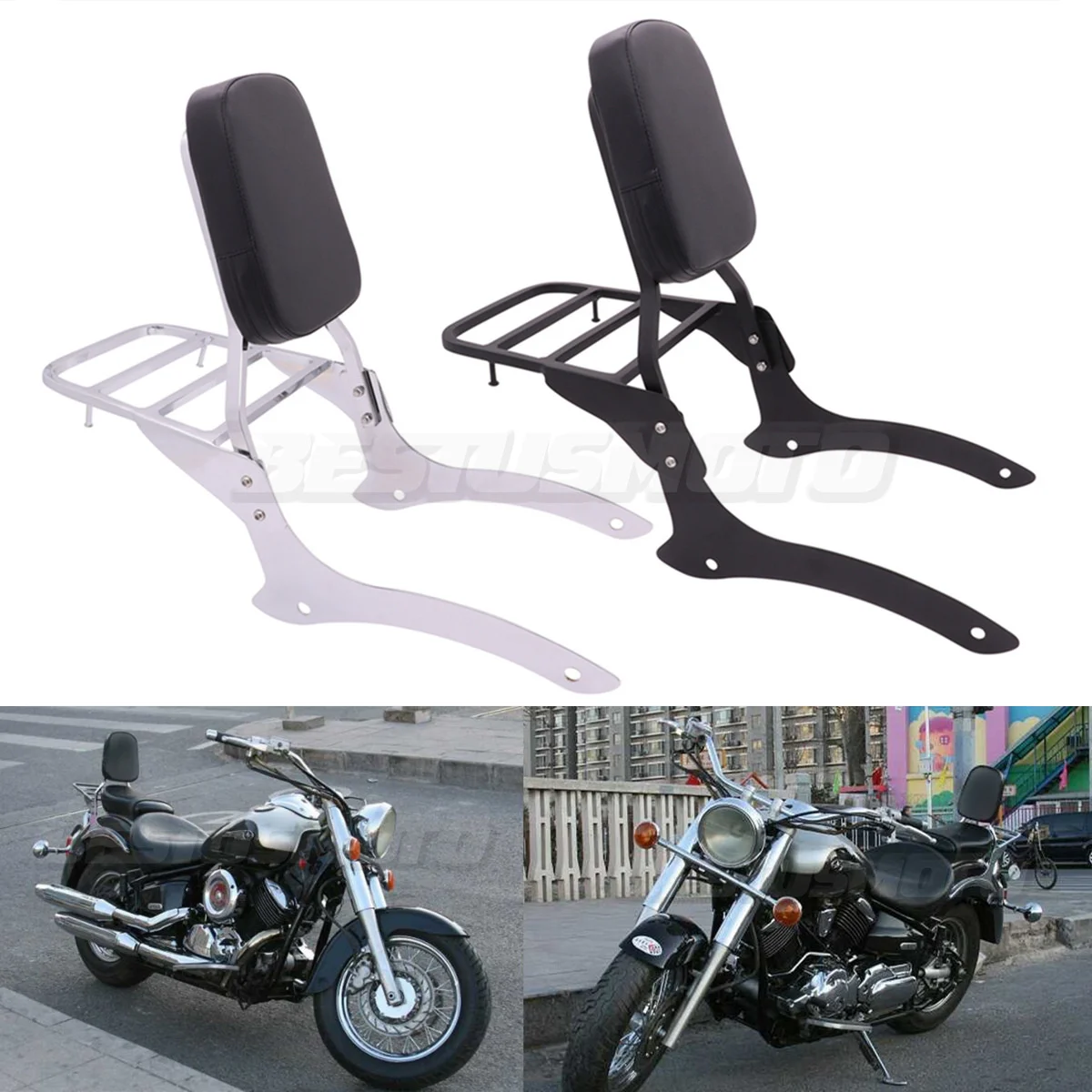 Motorcycle Passenger Backrest Sissy Bar Luggage Rack For Yamaha V-Star Drag Star DS1100 XVS1100 DS XVS 1100 Custom 2000-2011
