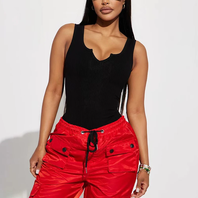 Комбинезоны женские с V-образным вырезом пикантные модные облегающие однотонные