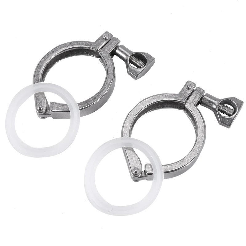 2Pcs Tri-Clamp Steel Single Pin Heavy Duty Tri Clamp With Wing Nut For Ferrule TC Silicone Gasket 2 Inch