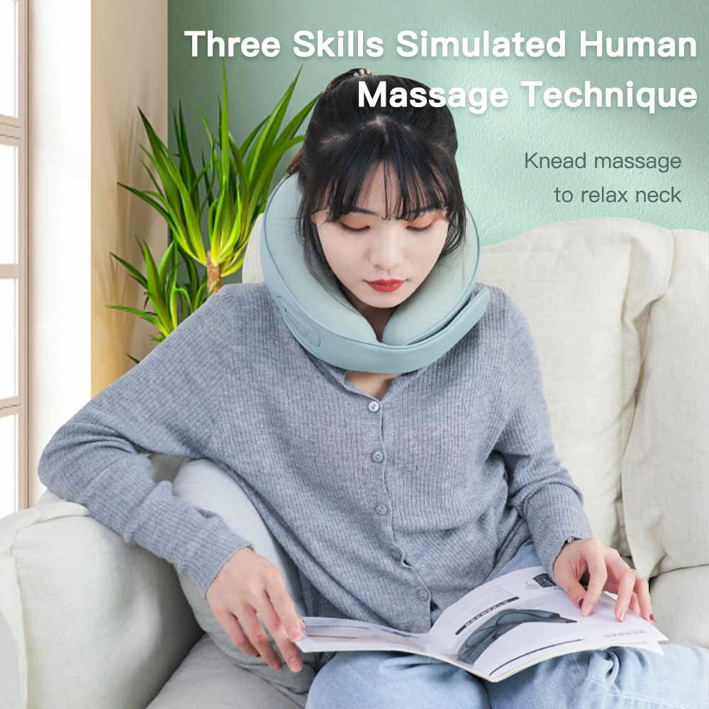 U Shaped Electric Neck Massager Heating Shiatsu Pain Relief Massage Pillow Kneading Masajeador Cervical Vertebra Physiotherapy |