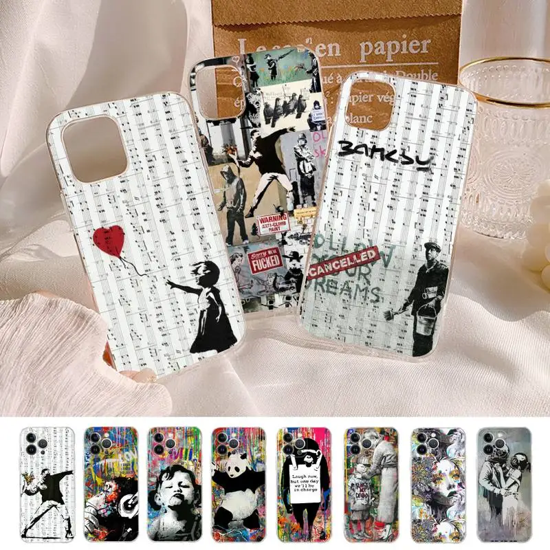 

Banksy Graffiti War Peace Phone Case Silicone Soft for iphone 14 13 12 11 Pro Mini XS MAX 8 7 6 Plus X XS XR Cover