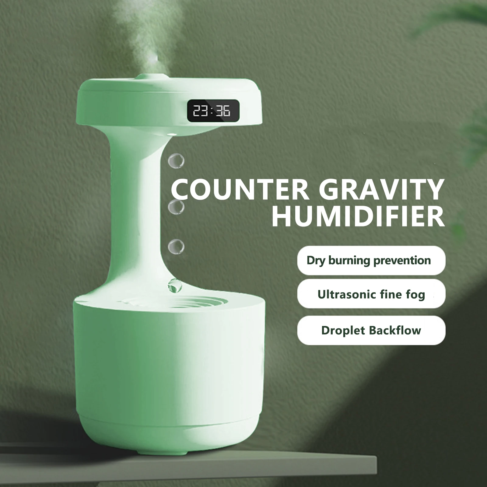 

Water Drop Air Humidifier 800ml Anti-Gravity Diffuser Aromatherapy Humidifiers Rechargeable Ultrasonic Cool Mist Maker Fogger