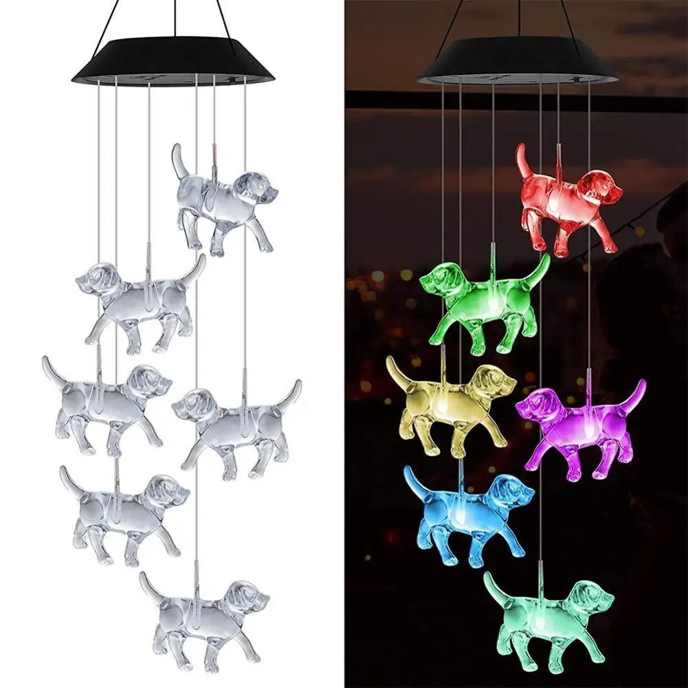 

Led Solar String Light Wind Chime Colorful Dog Wall Hanging Dream Catcher For Outdoor Courtyard Christmas Decoration Y2b1