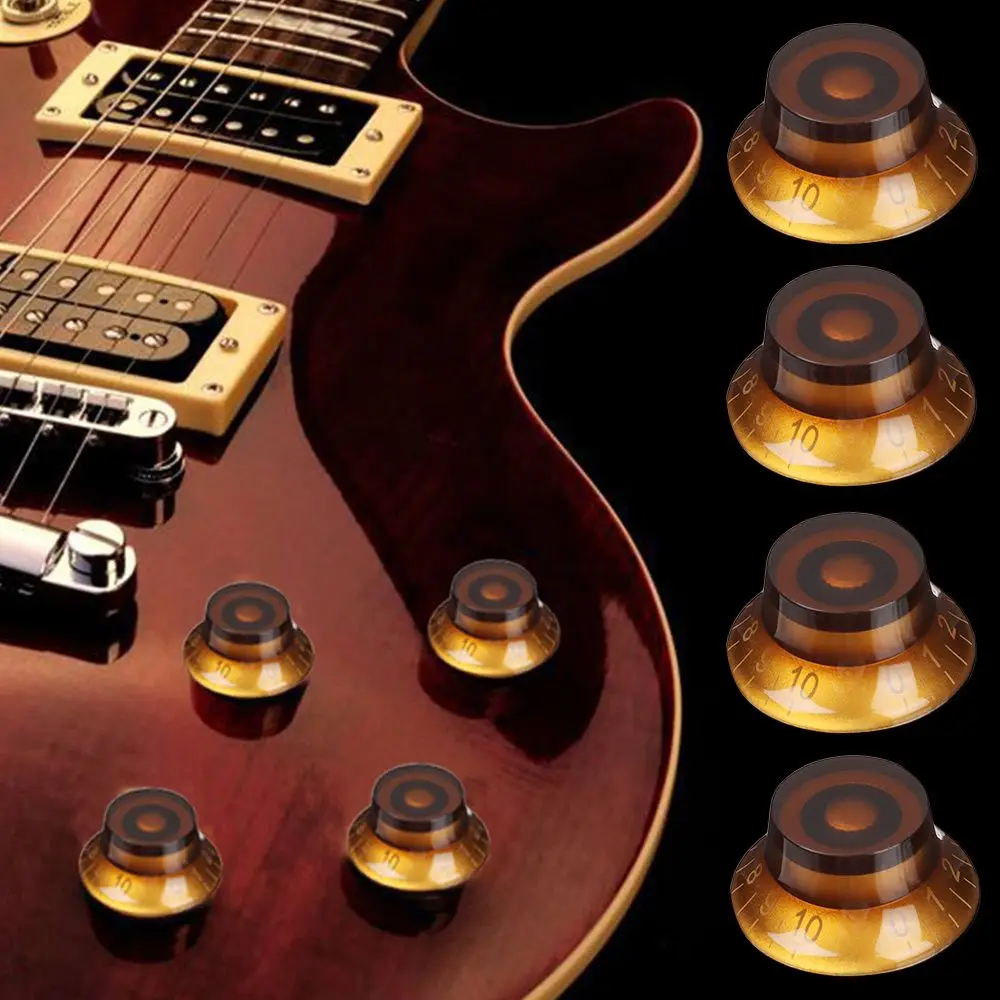 

with Gold Numbers Bass Tuning Switch Hat Shape Knob Electric Guitar Speed Control Tone Volume Knobs For Les Paul LP