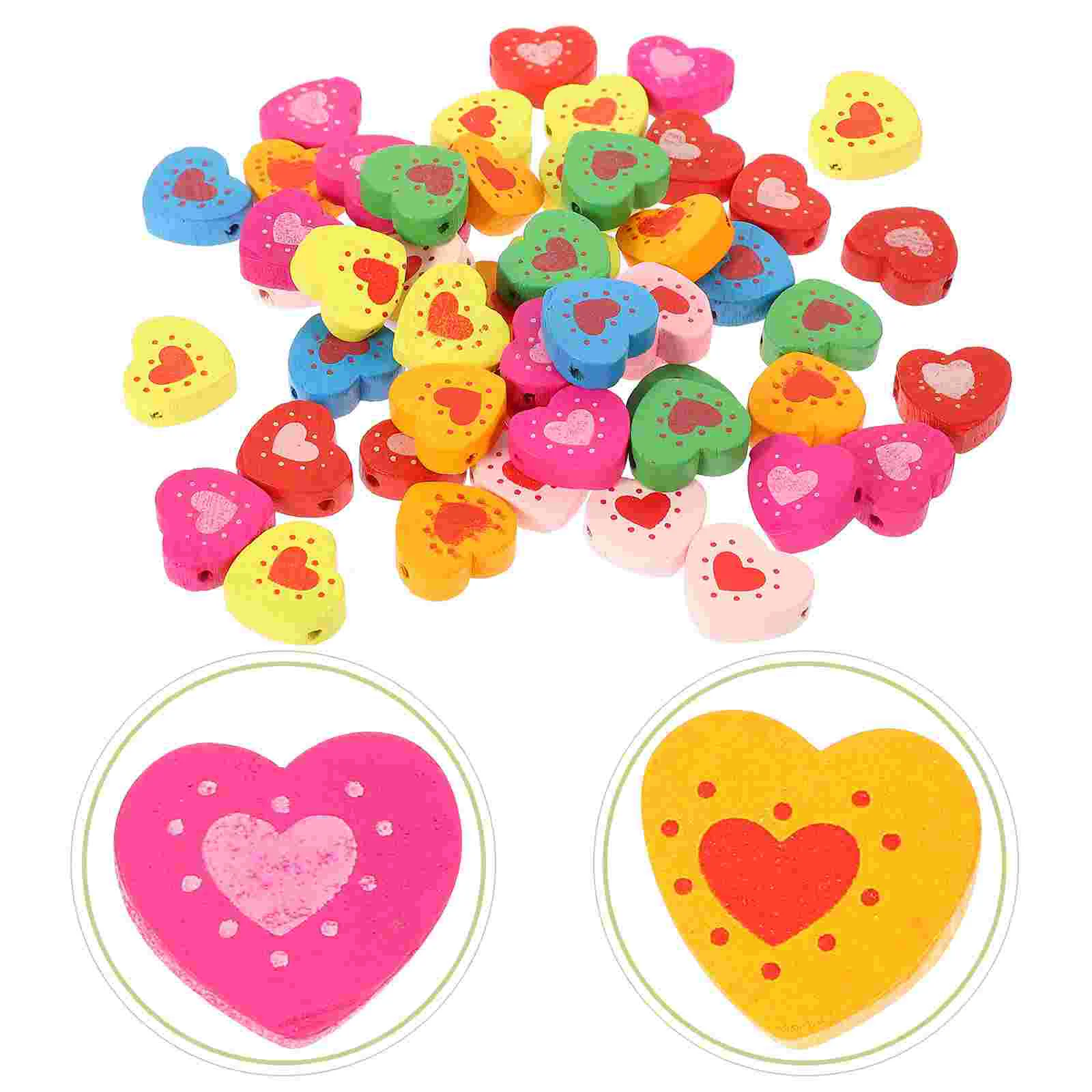 

Beads Heart Spacer Bead Jewelry Bracelet Charm Making Wood Diy Loose Necklace Wooden Valentines Charms Craft Kids Shaped