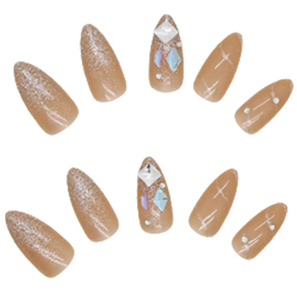 

Стразы декорированные накладные ногти, нежные натуральные ногти для женщин, для ногтевого дизайна, для школы и домашнего использования