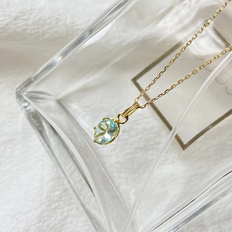 

Ожерелье из серебра 925 пробы с прозрачным голубым цирконом, цепочка длиной 45 см с подвеской в стиле ретро
