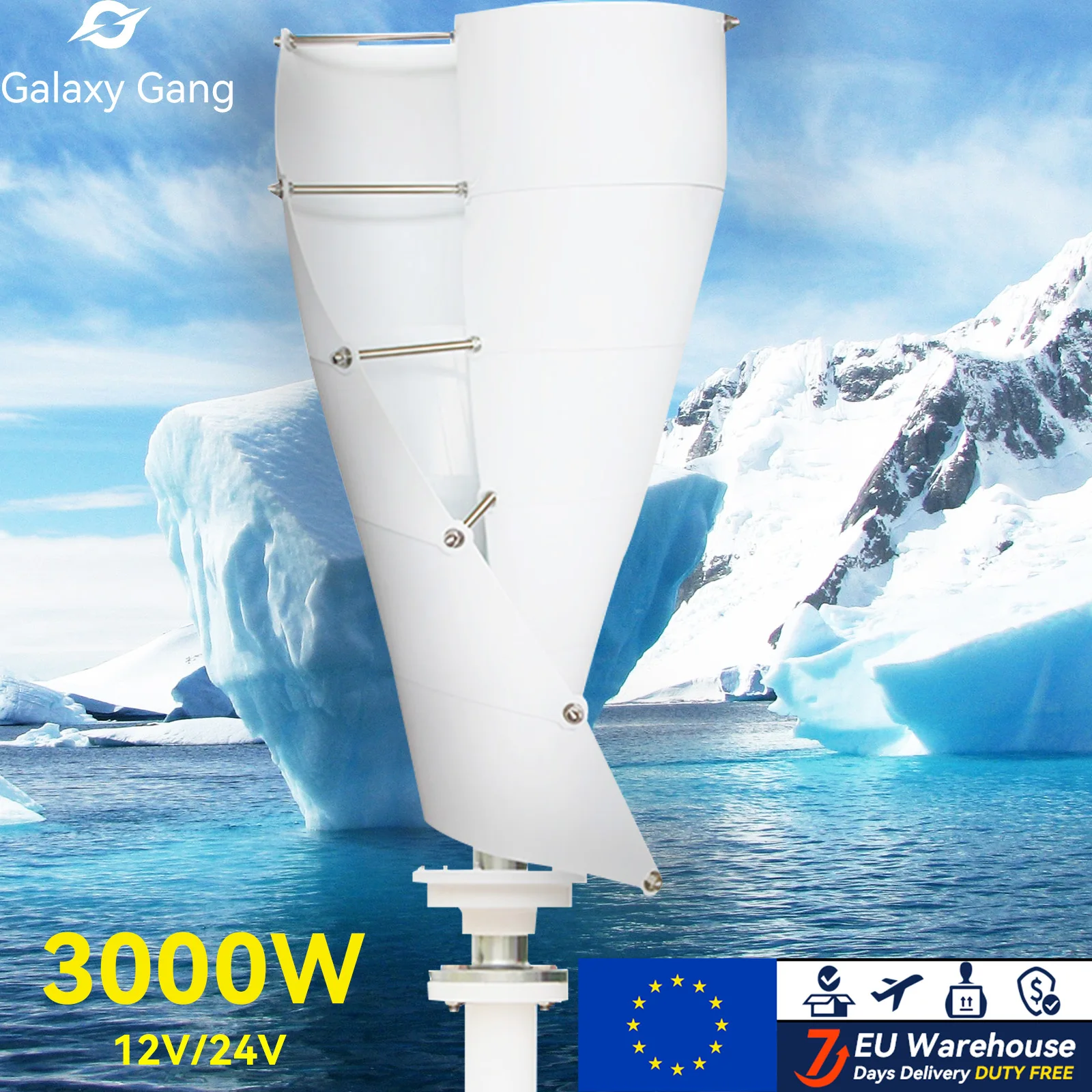 

Galaxy Gang Vertical Wind Turbine Generator 3000W 12v 24v 48v Windmills With MPPT Hybrid Controller For Home use ModelGGLX