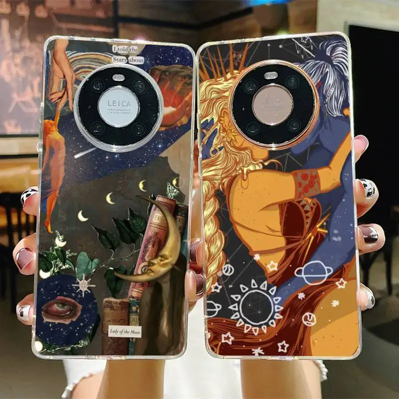 Funny Sun Moon Face Phone Case for Samsung S21 A10 for Redmi Note 7 9 for Huawei P30Pro Honor 8X 10i cover