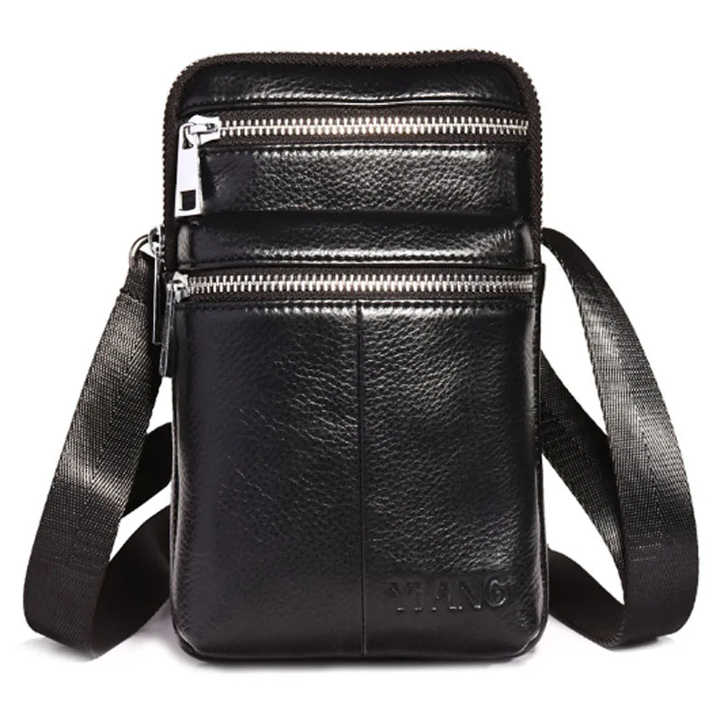 

Забавная поясная сумка для мужчин, кошелек из натуральной кожи на ремне, крючок для сотового телефона, клатч на плечо, деловой мессенджер