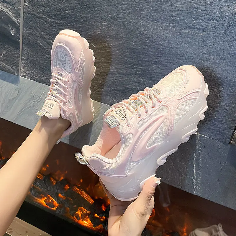 

Harajuku Platform Sneakers Women 2022 Korean Fashion Breathable Female Shoes Casual Autumn Daily Wear Pink Women Footwear