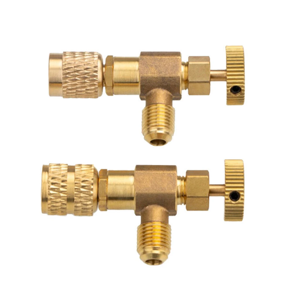 

2pcs Liquid Safety Valve R410A R22 Refrigerant Household Air Conditioning 1/4 In Adapter Set Home Tool Accessories