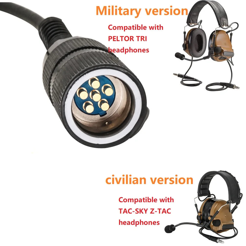 U94 V2 PTT Tactical Headset Adapter 6Pin u94 ptt for PRC 148 152 Walkie Talkie Dummy Model Compatible with Z-TAC/TAC-SKY Headset