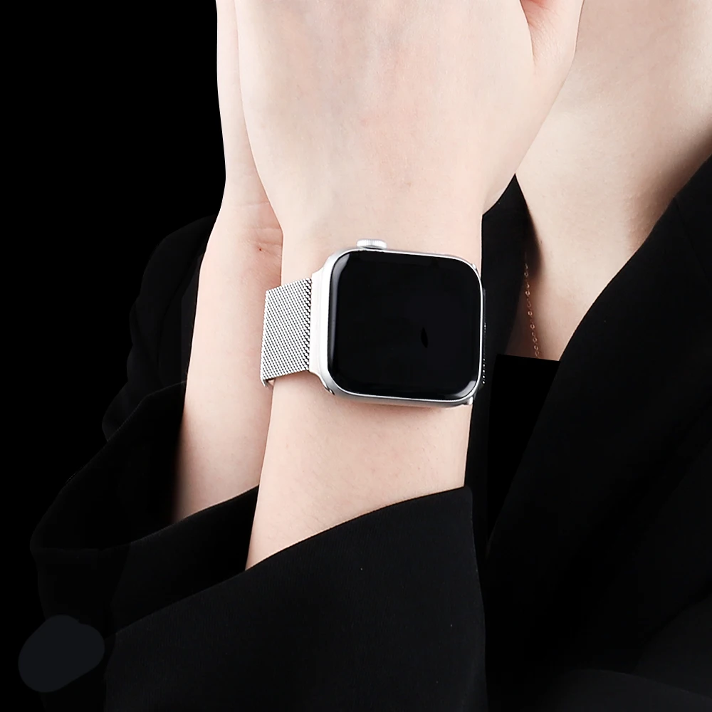

Strap For Apple watch band 44mm 40mm 42mm 38mm stainless steel Metal bracelet magnetic Milanese loop Apple watch 3 4 5 6 7 se
