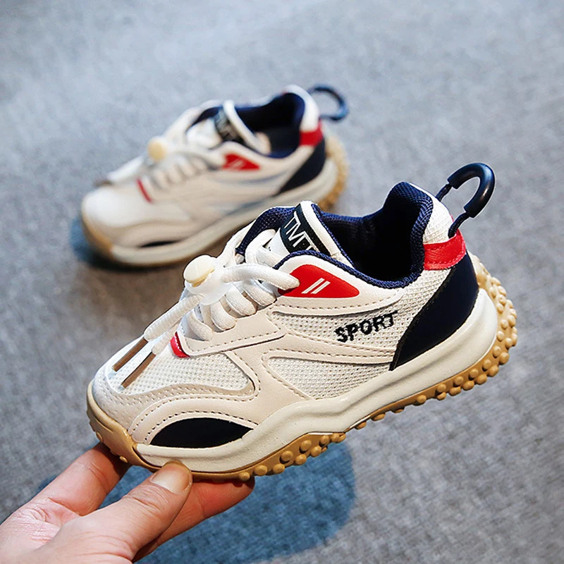 

Модная Лоскутная спортивная обувь для девочек и мальчиков весна-осень сетчатая мягкая детская обувь для бега дышащие Нескользящие Детские ...