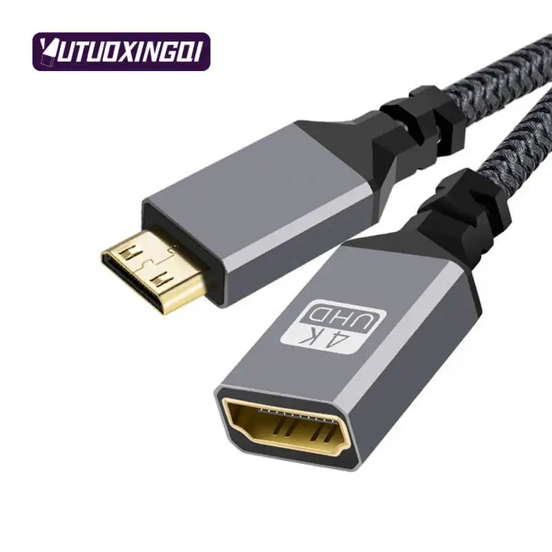 

4K HD MiniHDMI to HDMI Video Data Adapter Line Male Head Female Connects Cables Mini Hdmi Public For Camera Flat Single Reflex