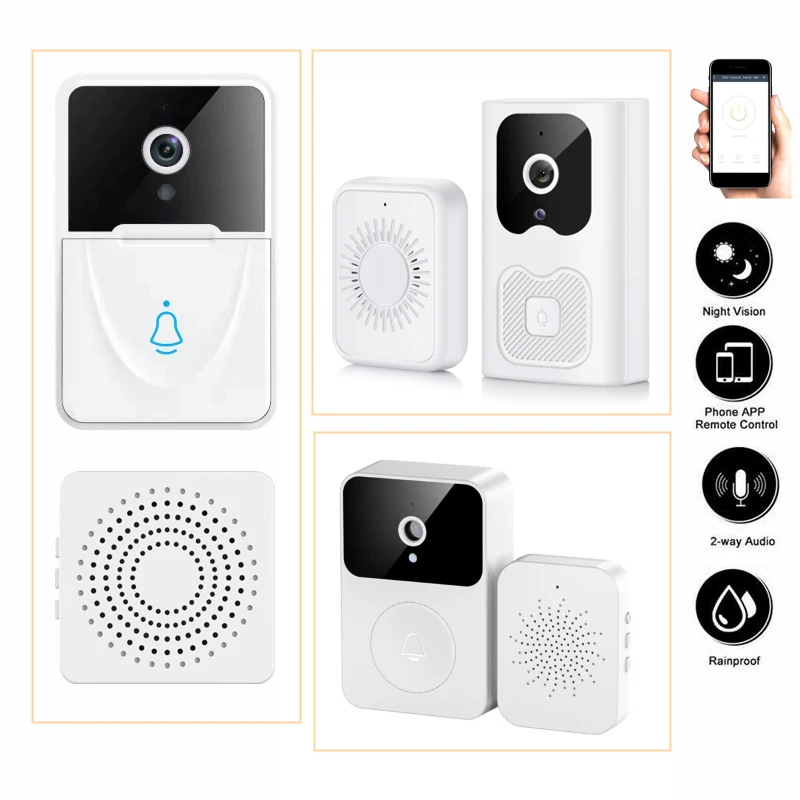 

Wireless WiFi Security Doorbell Visual Recording Infrared Night Vision Remote Monitor IR Night Vision PIR Intelligent Door Chime