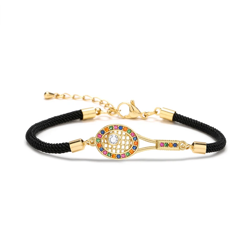 Женский браслет для теннисной ракетки с разноцветными фианитами 2024