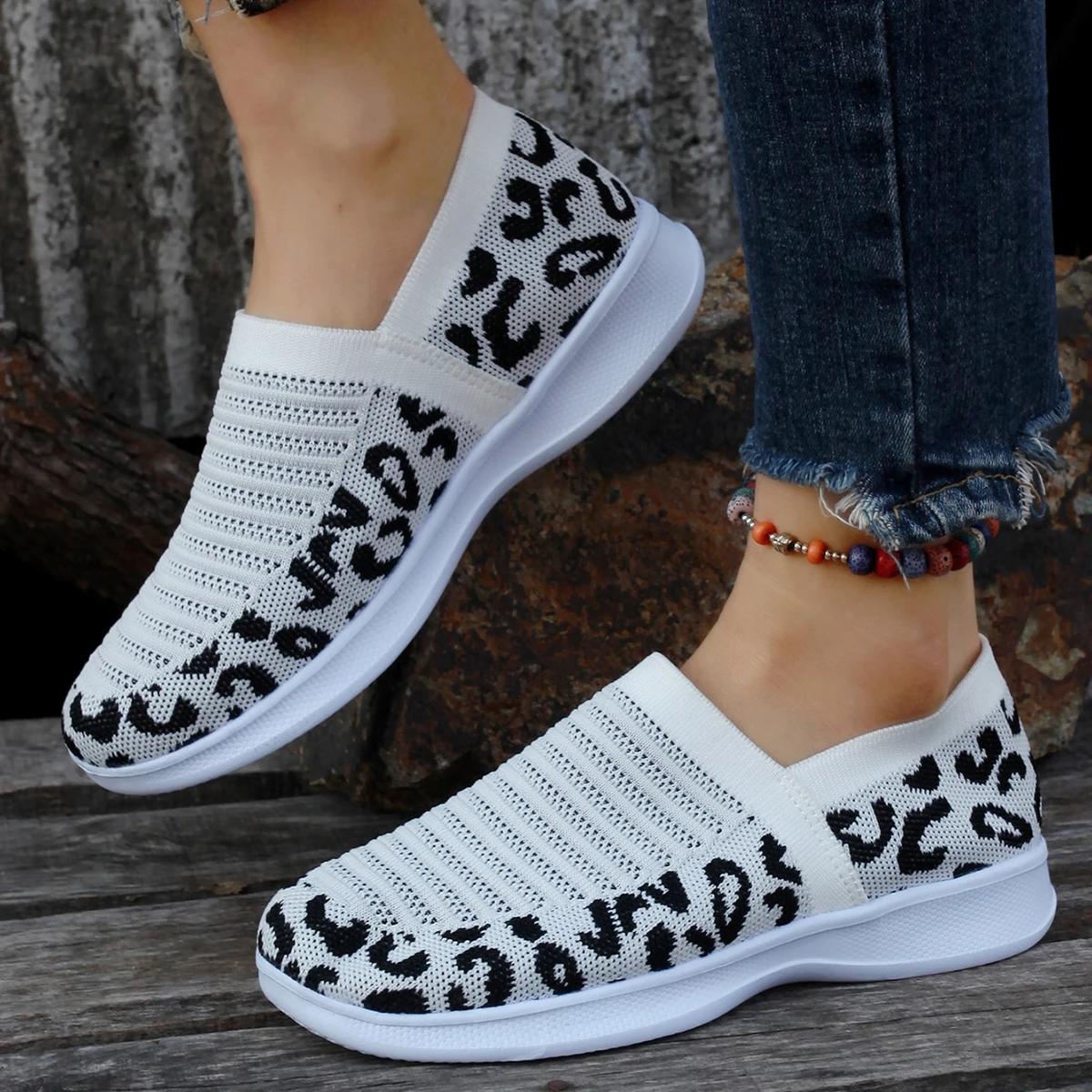 Women's Leopard Tennis Sneakers Summer Autumn New Mesh Breathable Sport Shoes Ladies Walking Running Flats Zapatos De Mujer
