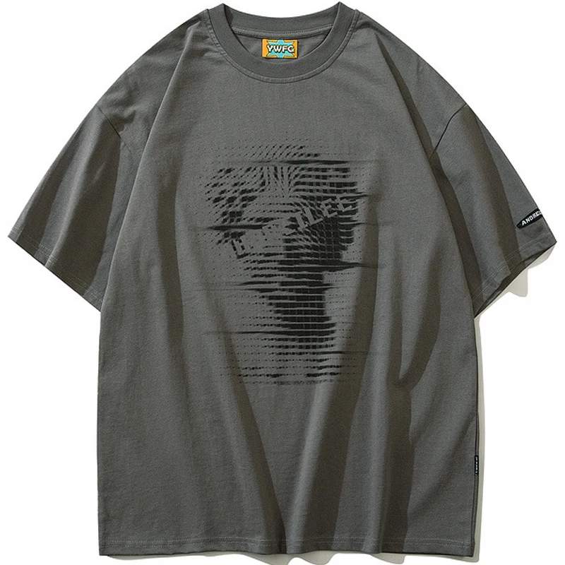 

Футболка мужская хлопковая в стиле хип-хоп, винтажная тенниска с графическим принтом, повседневная мешковатая майка в стиле Харадзюку, топ ...