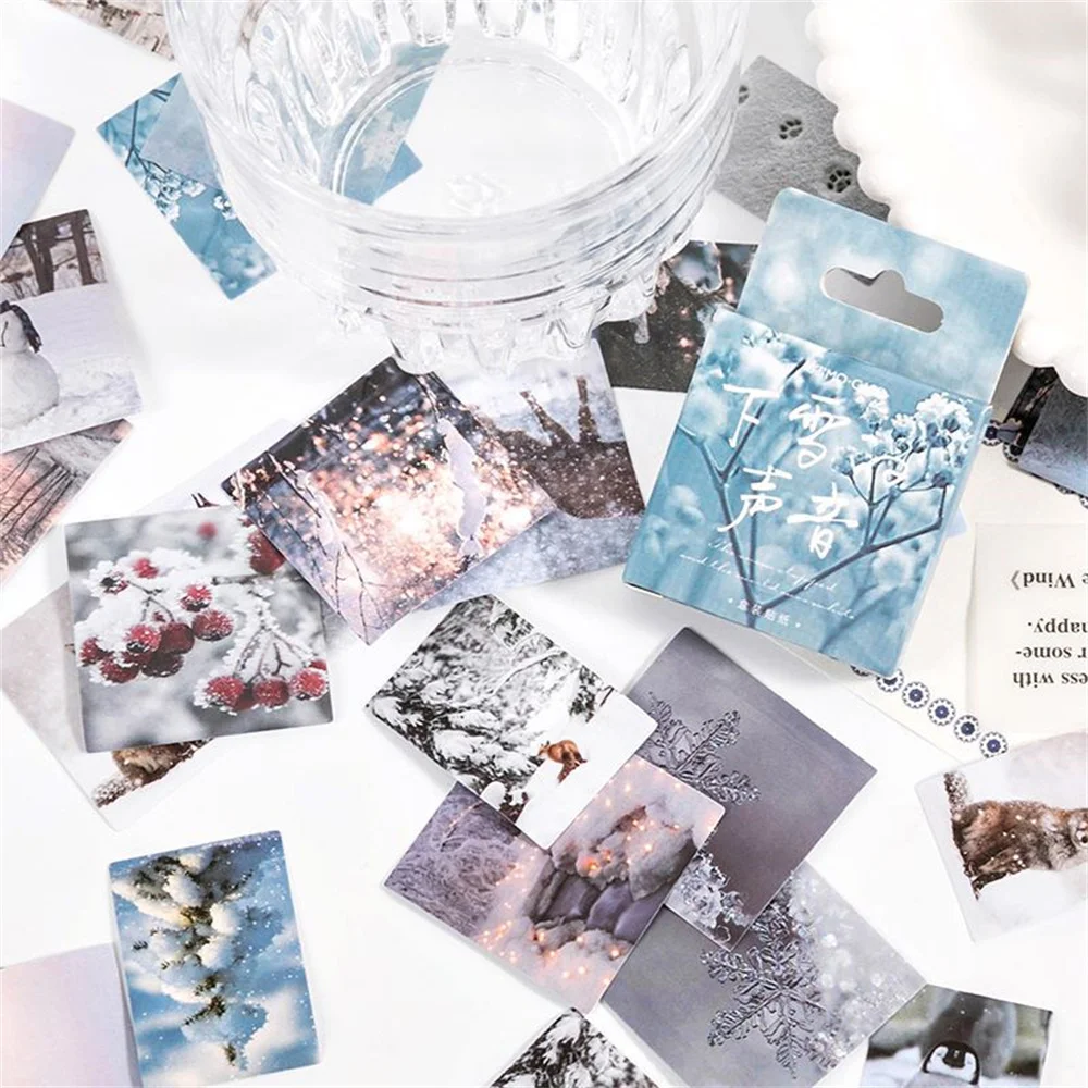

46pcs/box Natural Scenery Winter Stickers Scrapbooking Planner Album Journal DIY Decorative Sealing Lables Kawaii Stationery