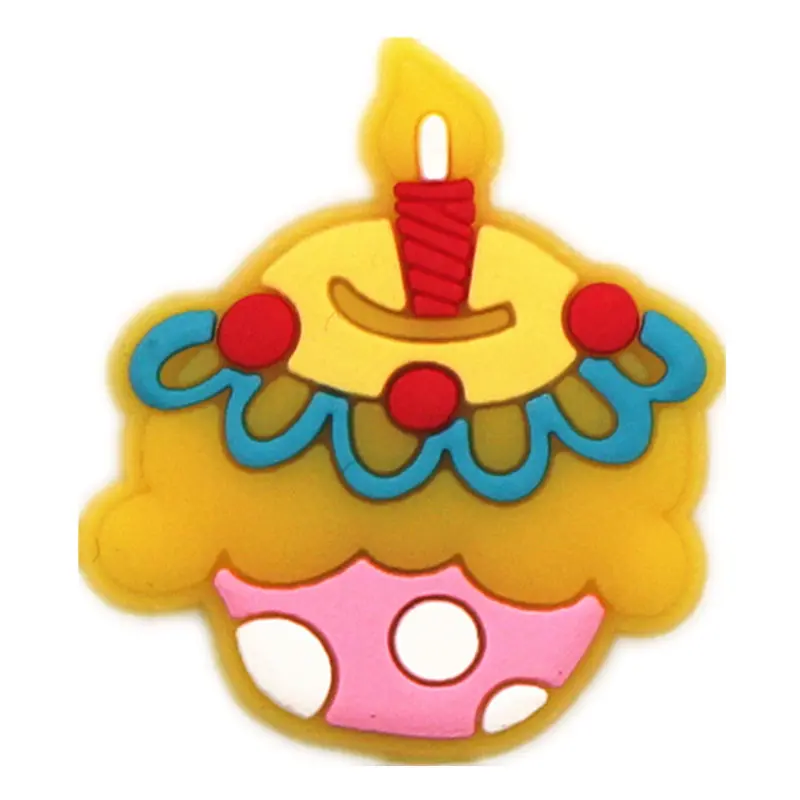 1pcs PVC Shoe Croc Charms Accessories Cherry Ice Cream Birthday Cake Shoe Decorations For Crocse Bracelet Kids Gifts ZJ07LI3