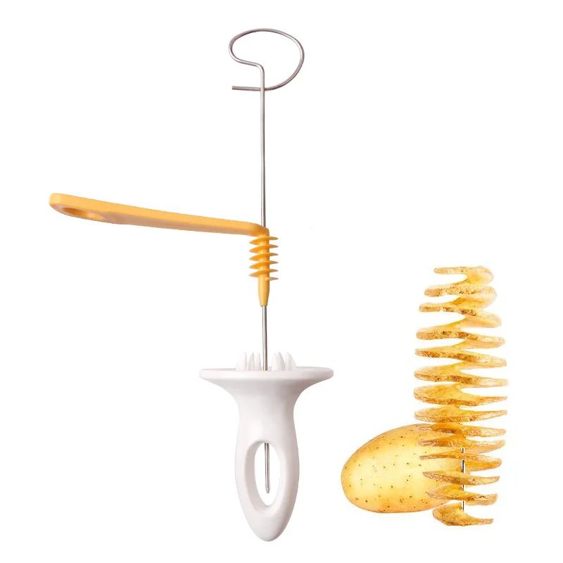

3 String Rotate Potato Slicer Stainless Steel Plastic Twisted Potato Slice Cutter Spiral Creative Kitchen Gadgets Vegetable Tool
