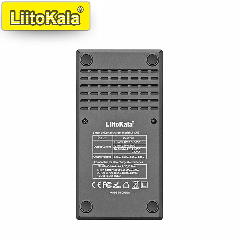 Фото Умное зарядное устройство LiitoKala Lii-CH2 для 18650/21700/AA/AAA/Ni-MH/Li-ion, быстрая зарядка с двумя слотами, порт USB-C, защита от перезарядки №2