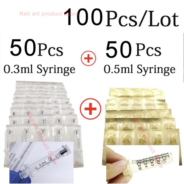 

100 шт. 0,3 мл 0,5 высокое качество шприц ампулы головка для Гиалуроновый пистолет гиалуроновой ручка высокого Давление удаление морщин воды шп...