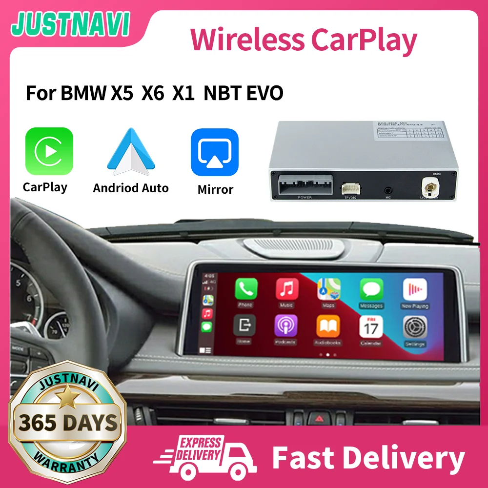 

JUSTNAVI Wireless Apple CarPlay Android Auto for BMW NBT EVO X5 E70 F15 X6 F16 E71 2014-2020 X1 F48 2016-2020 Car Play Function