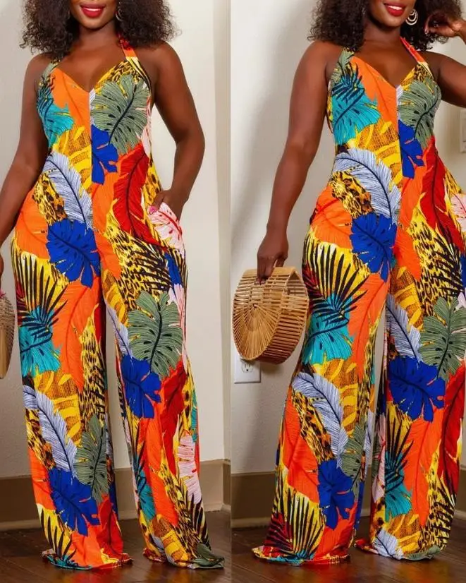 Женский комбинезон с открытой спиной повседневный длинный без рукавов