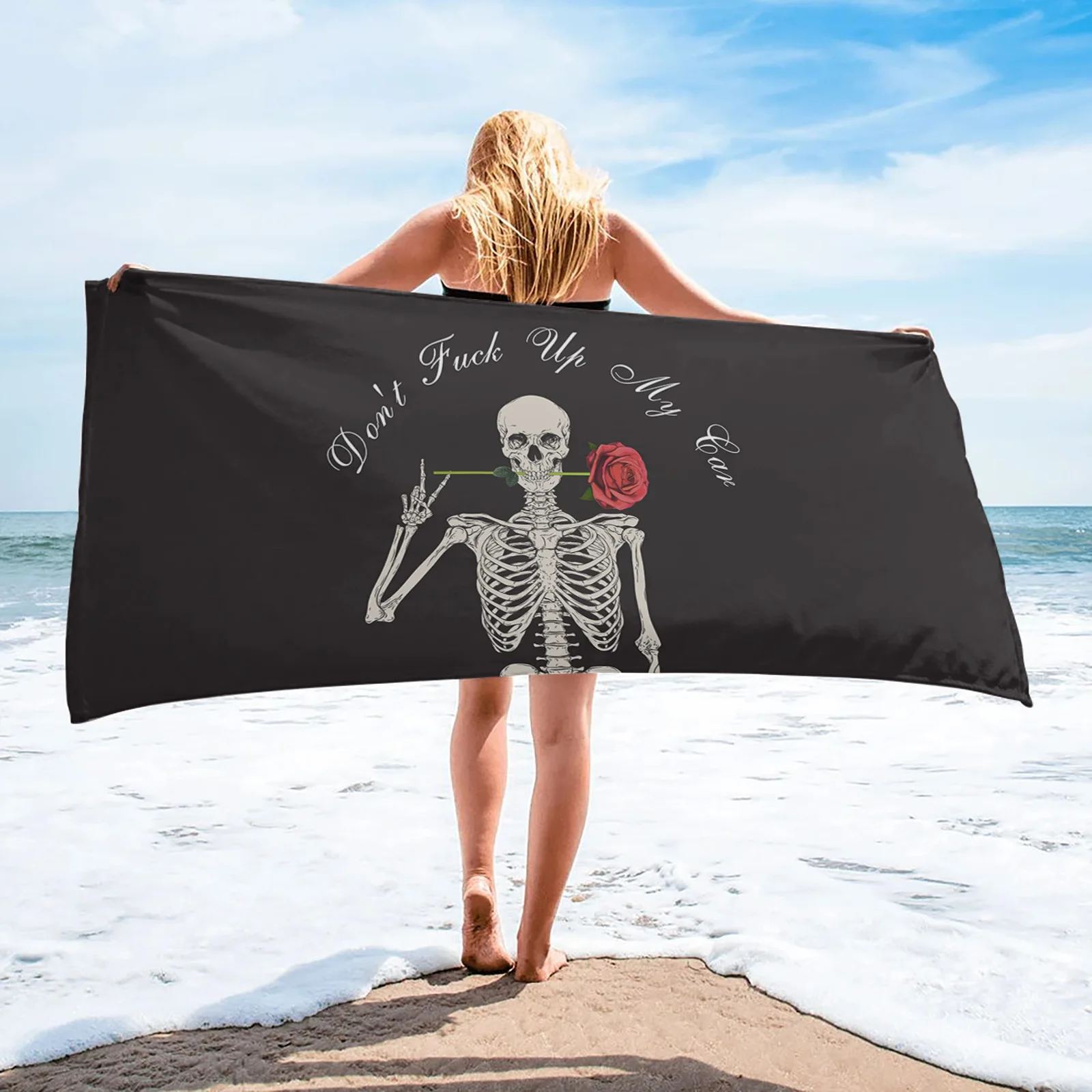 

Модное банное полотенце Skull Triumph Rose для ванной комнаты, Пляжное мягкое быстросохнущее полотенце из микрофибры