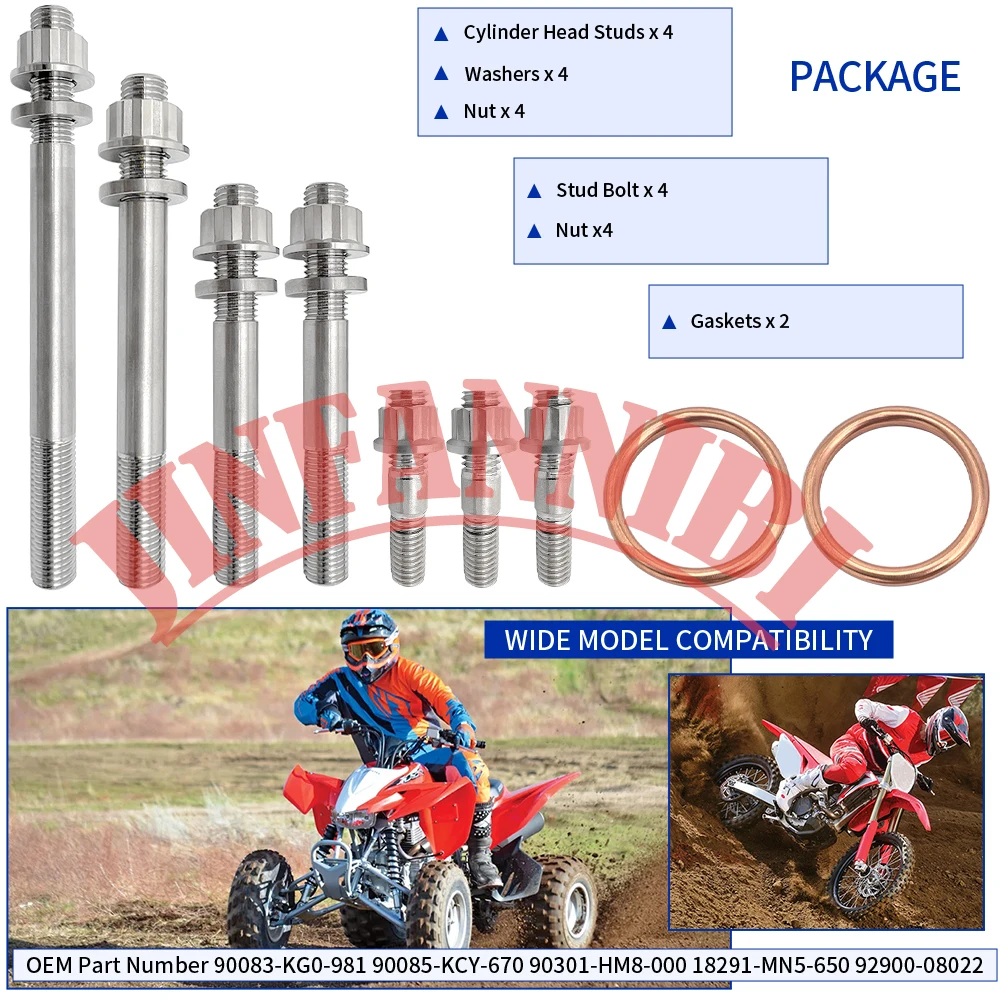 Шпильки головки блока цилиндров комплект титановых гаек болтов Ti для Honda TRX400EX