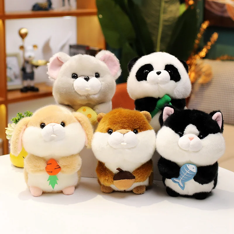 

Cat Plushes Toy Kawaii Lifelike Rabbit Panda Squirrel Stuffed Soft Animals Doll 18cm Small Size Kids Toy Birthday Christmas Gift