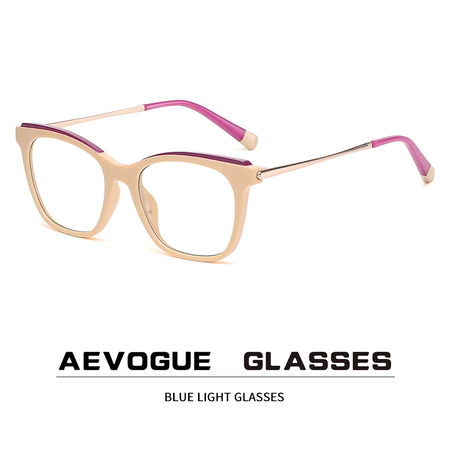 

Очки AEVOGUE в оправе кошачий глаз, модные женские очки для компьютера, антибликовые очки, зеркальные металлические очки в стиле ретро TR90 AE1191